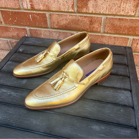 Ralph Lauren Collection Purple Label Telina Gold Metallic Loafers EU 37B US 7 - Picture 4 of 15